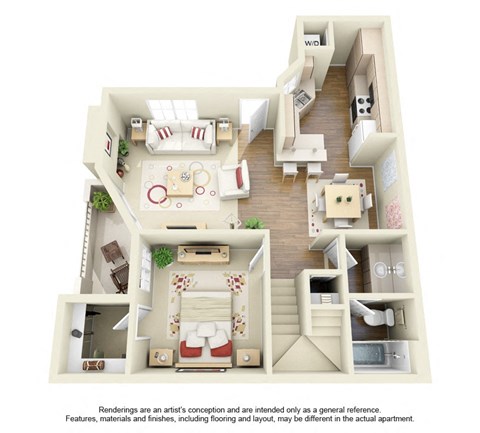 Floor plan for 2 beds, 2 baths, 1328 sqft